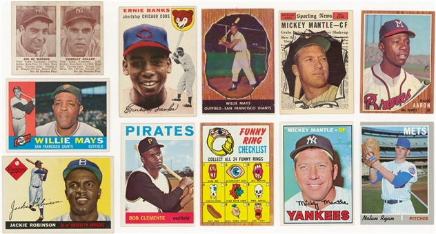 1940s-1970s Topps and Assorted Brands Multi-Sports Collection (21) Featuring Mantle, DiMaggio, Mays, Paige and More! 